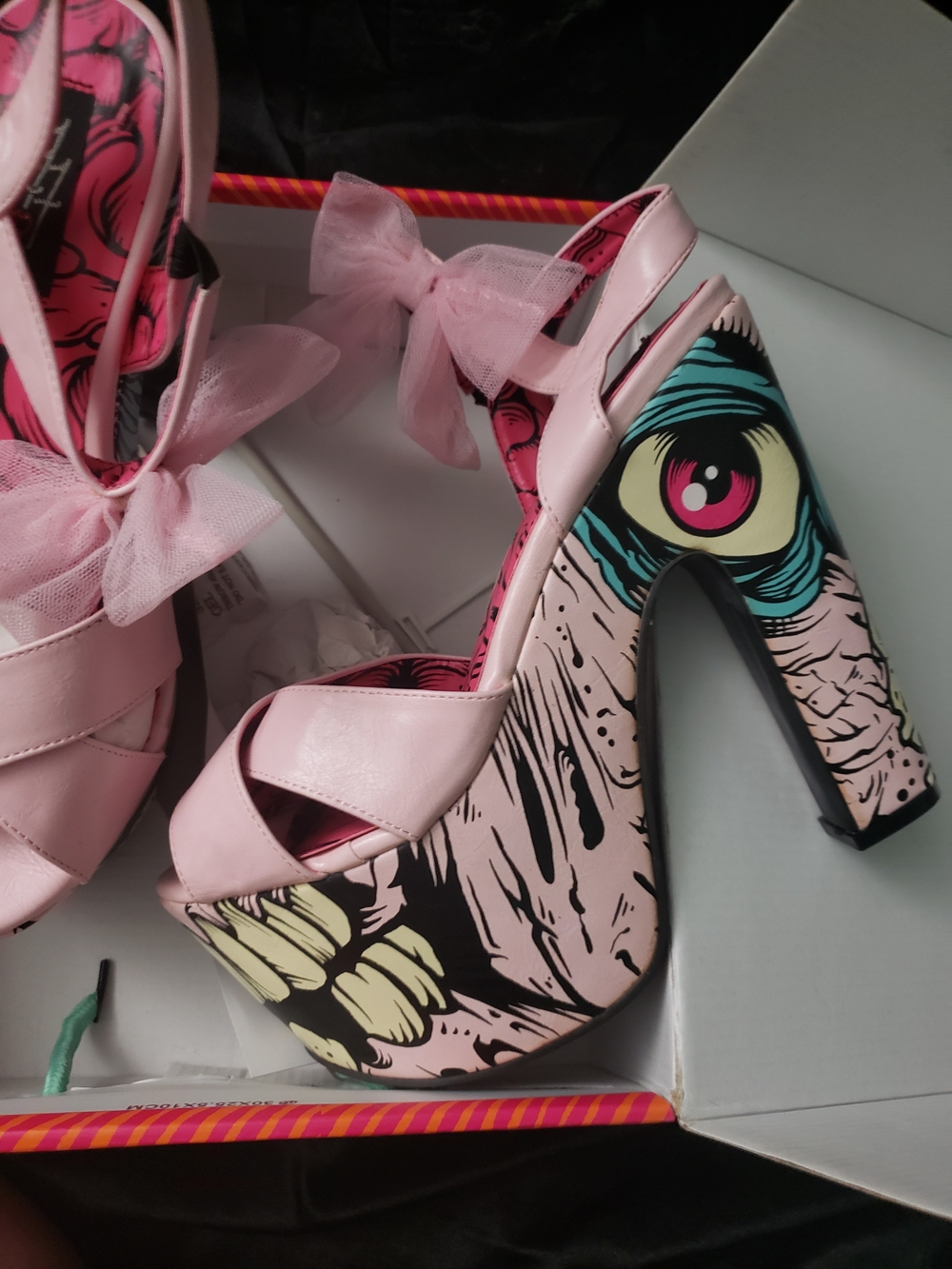 Iron Fist Pink Zombie Platform Sandals with Tulle Bows Extremely Rare Size 10 - Picture 12 of 13